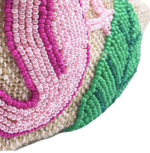 Tropical Flamingo Seed Beaded Canvas Headband