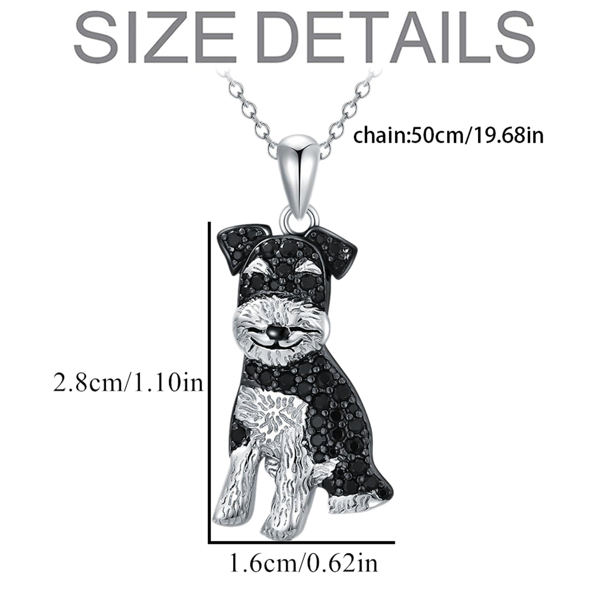 Schnauzer Dog Breed Rhodium Sterling Silver CZ Necklace