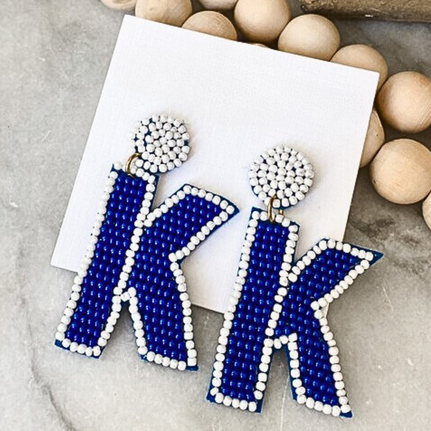 Kentucky Wildcats Letter K Football Team Beaded Earrings