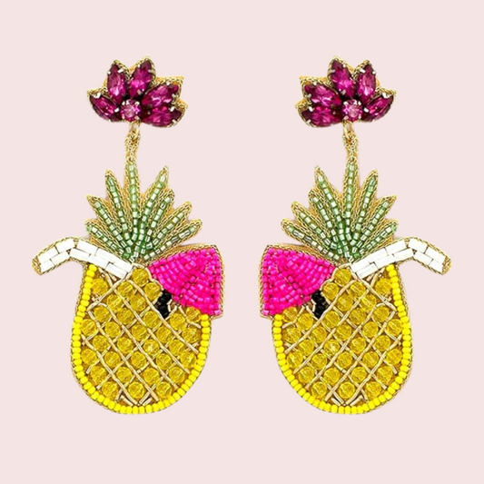 Pineapple Punch Seed Beaded Resort Earrings