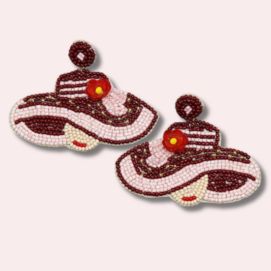 Kentucky Derby Hat Seed Beaded Earrings
