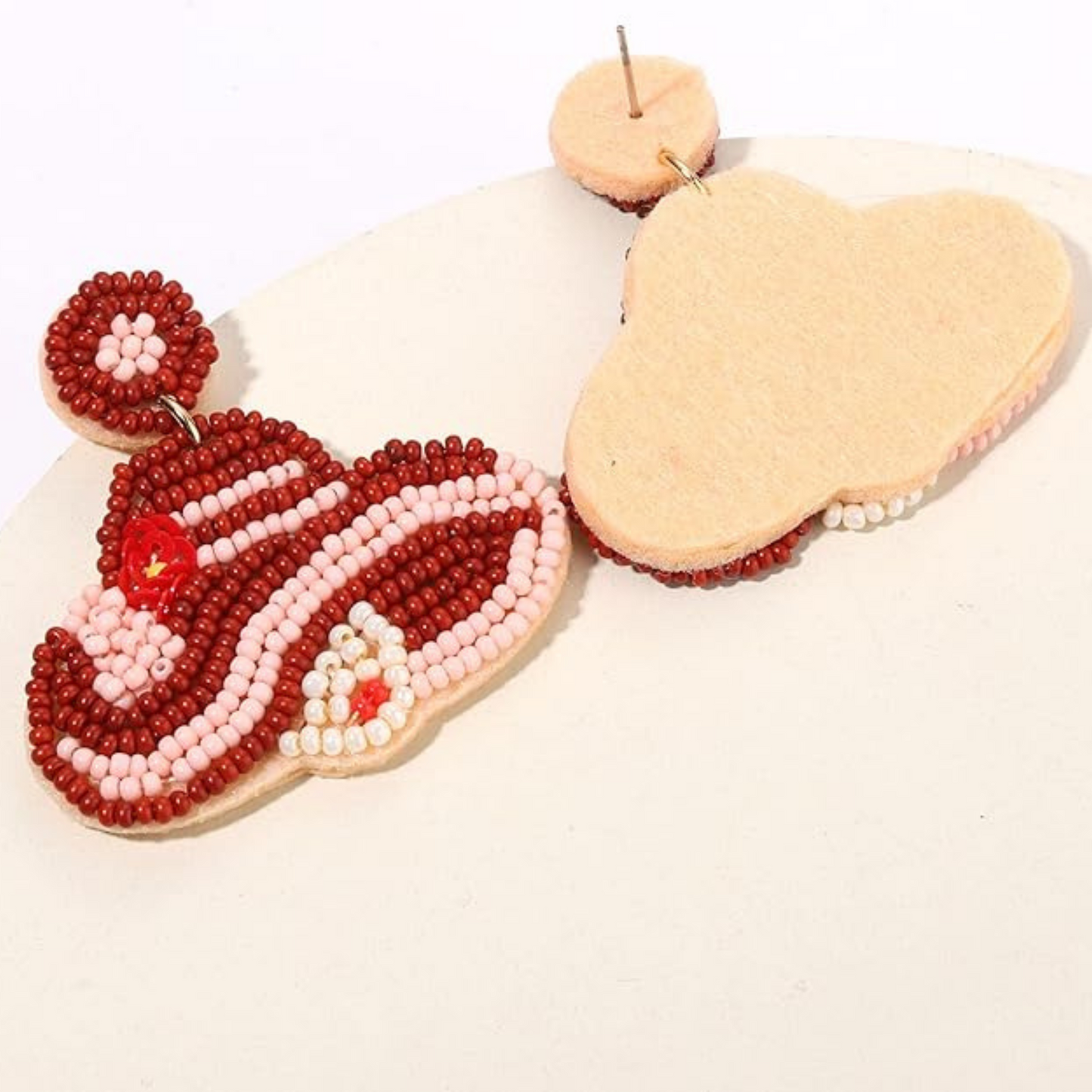 Kentucky Derby Hat Seed Beaded Earrings