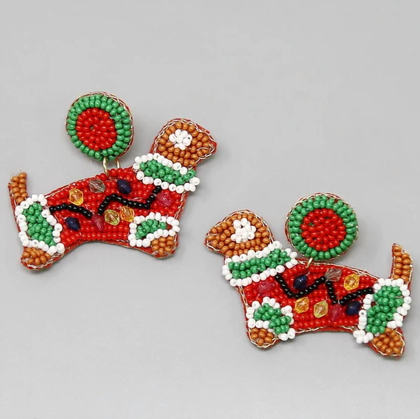 Christmas Dachshund Dog Breed Animal Pet Beaded Earrings
