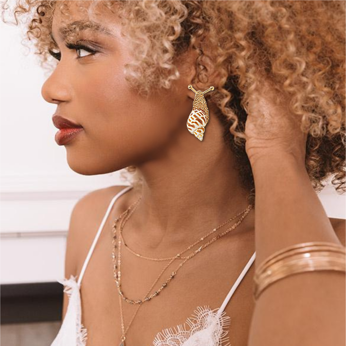 Show and Shell Gold Snail Earrings