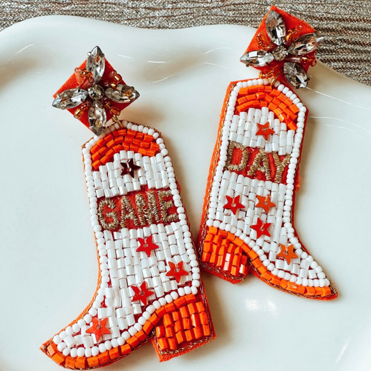 Tennessee Vols Football GAME DAY Western Boots Beaded Earrings