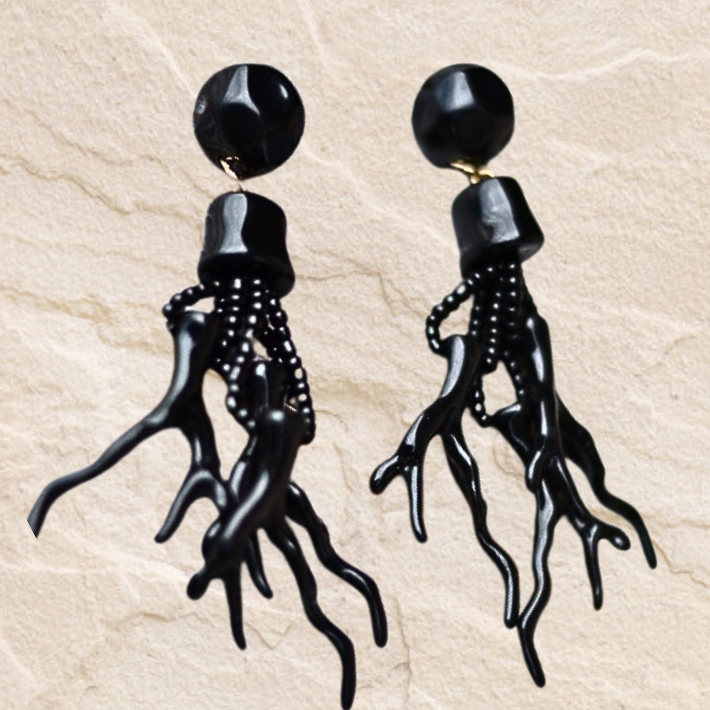 Beaded Sea Coral Resort Style Dangle Earrings