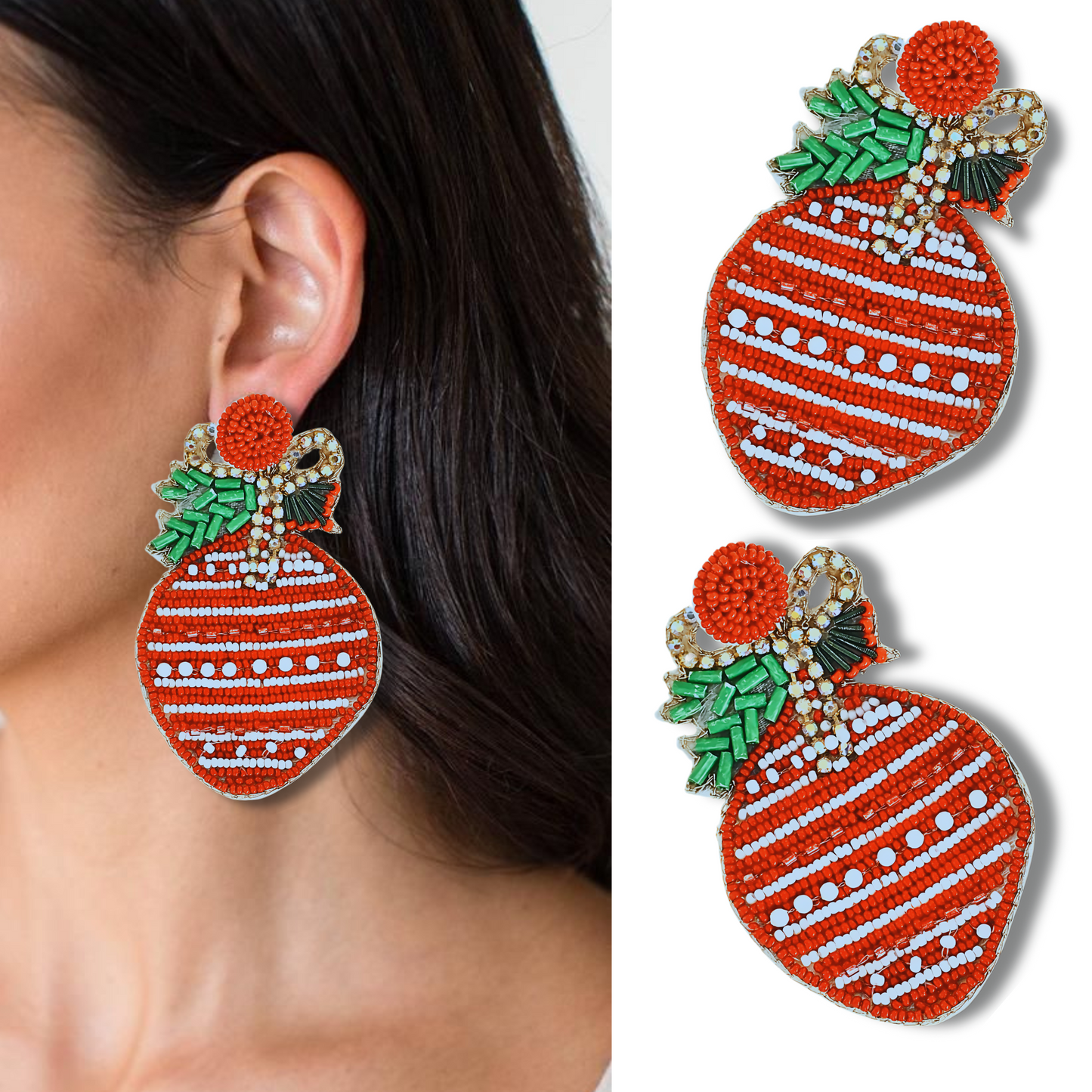 Deepa Gurnani Austrian Crystal Beaded Christmas Earrings