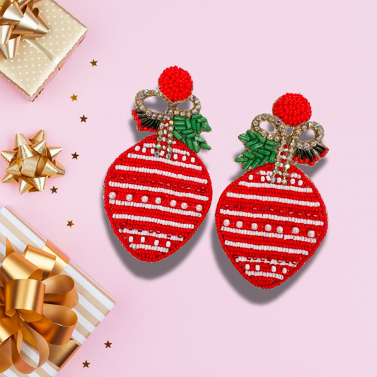 Deepa Gurnani Austrian Crystal Beaded Christmas Earrings