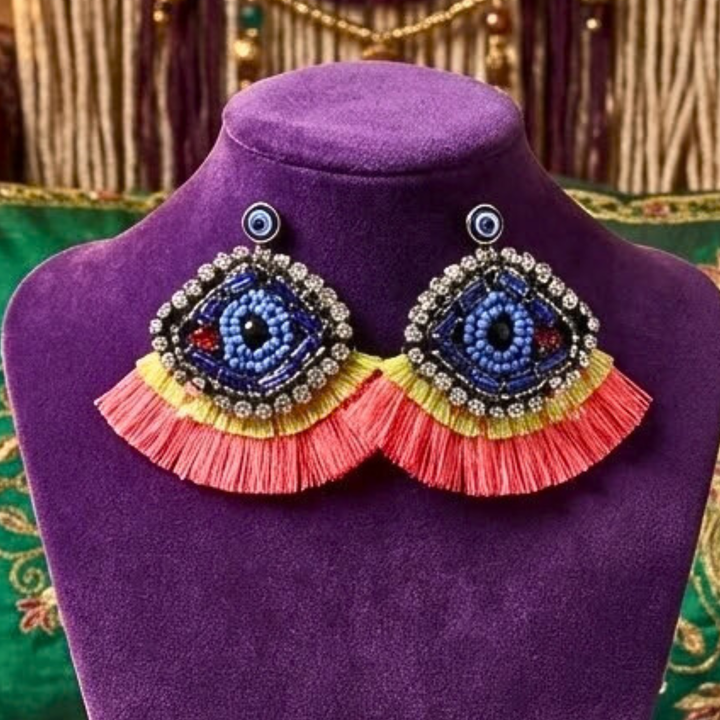 Evil Eye Boho Festival Beaded Earrings