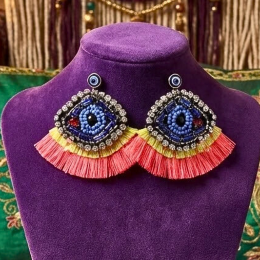 Evil Eye Boho Festival Beaded Earrings