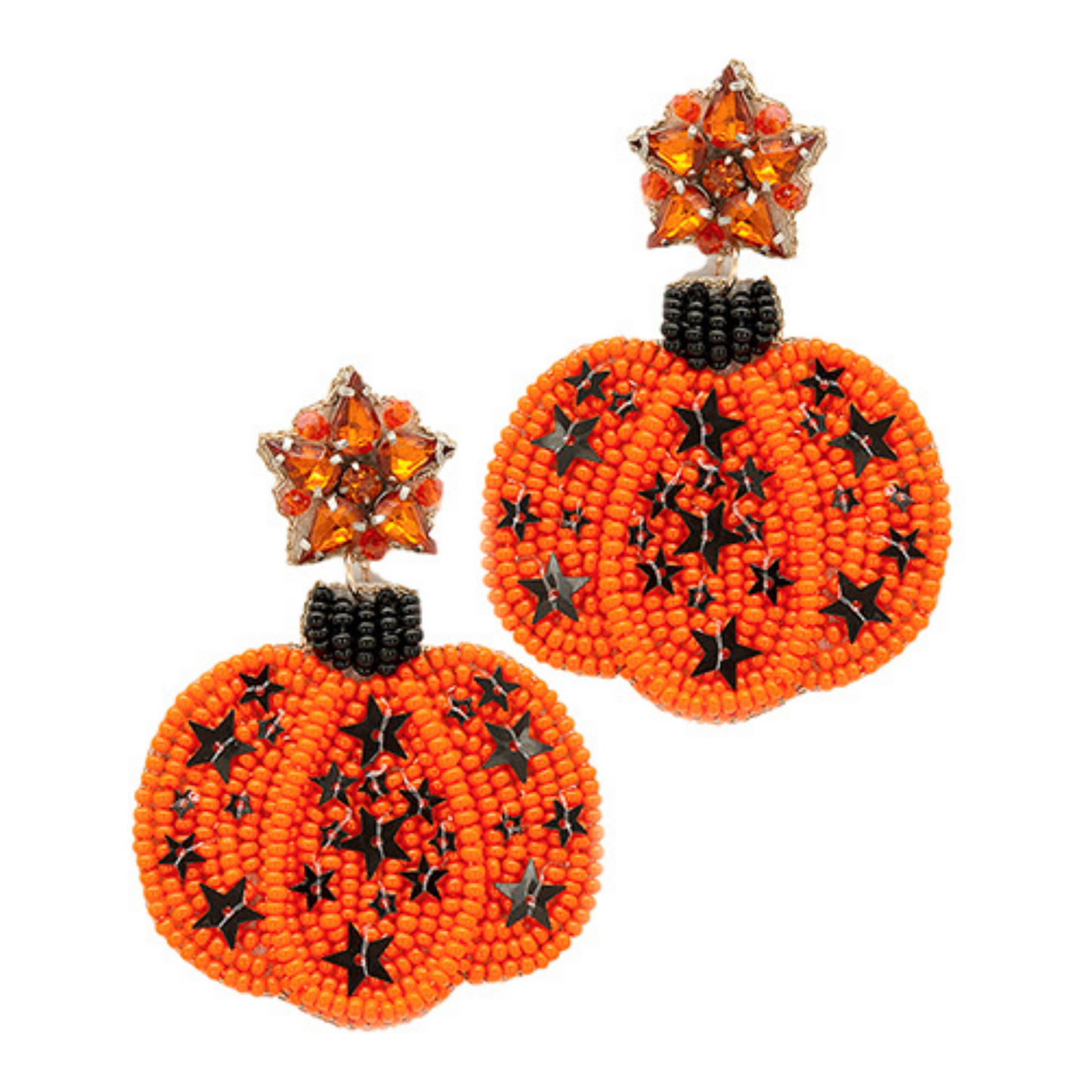 Pink Cosmic Pumpkin Fall Autumn Seed Beaded Earrings
