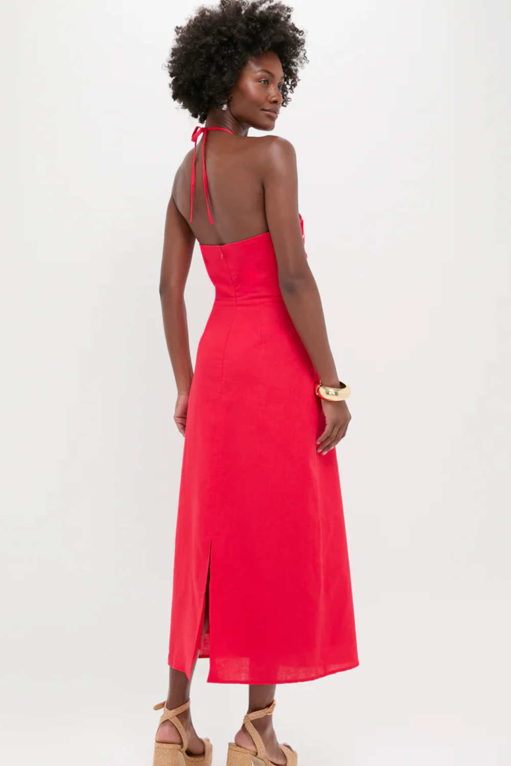 BODICE BLOSSOM RED HALTER DRESS