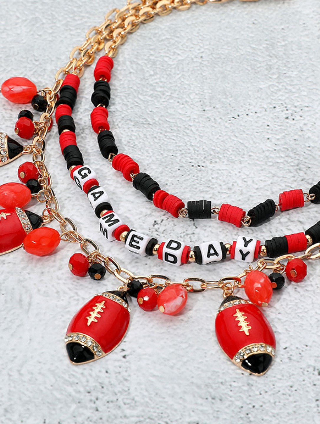 Red Black UGA Georgia Football Beaded Handbag Charm Chain