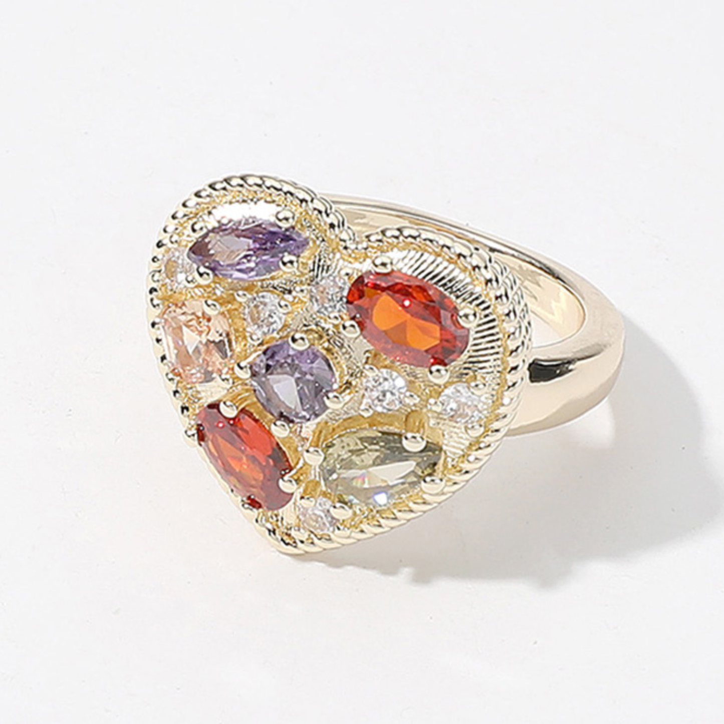 Heart in Hand CZ Crystal Gold Ring