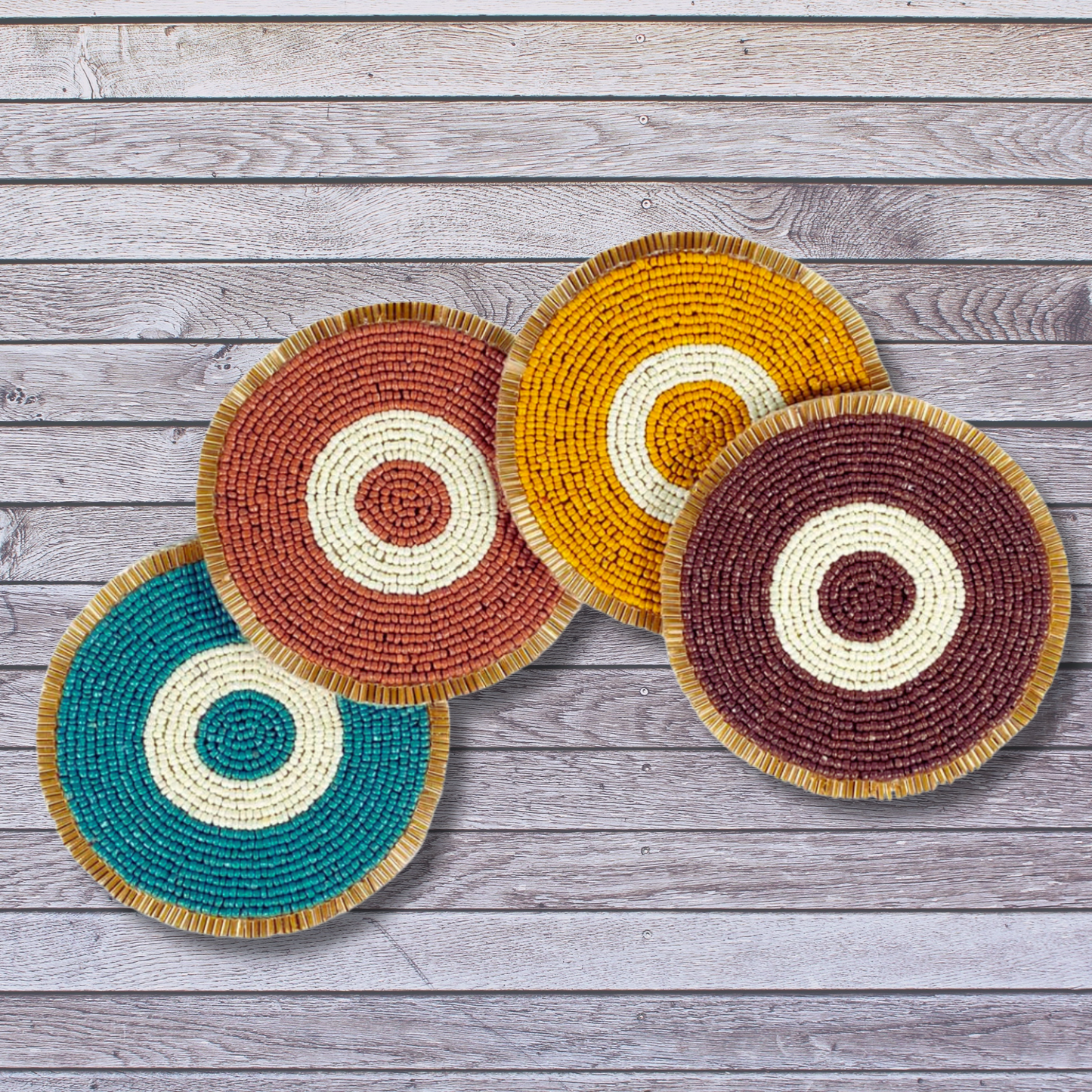 Evil Eye Artisan Beaded Set of 4 Coasters