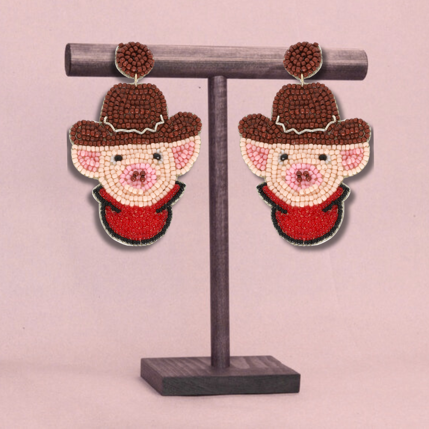 Quick Draw Pig McGraw Seed Bead Earrings
