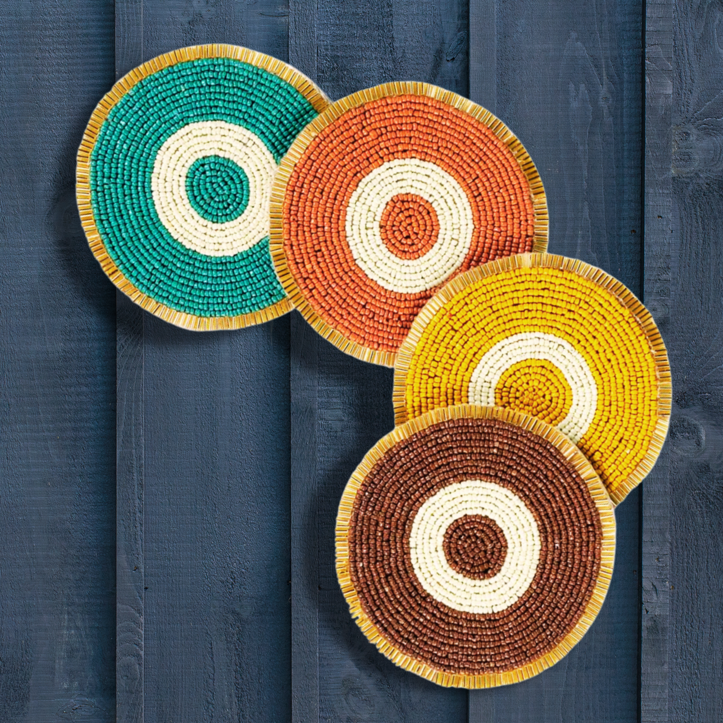 Evil Eye Artisan Beaded Set of 4 Coasters