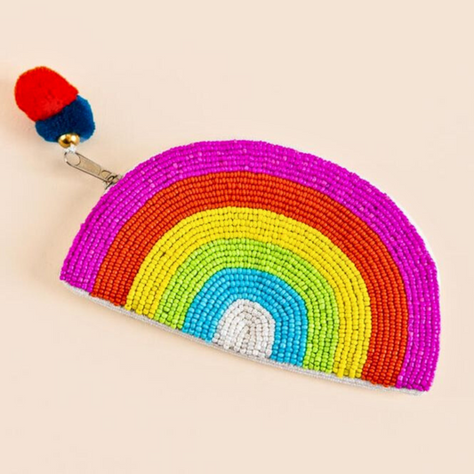 Rainbow Beaded Storage Money Coin Pouch