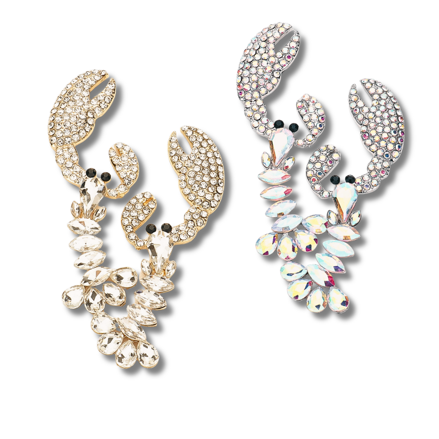 Jewel Crystal Bling Lobster Evening Glam Earrings