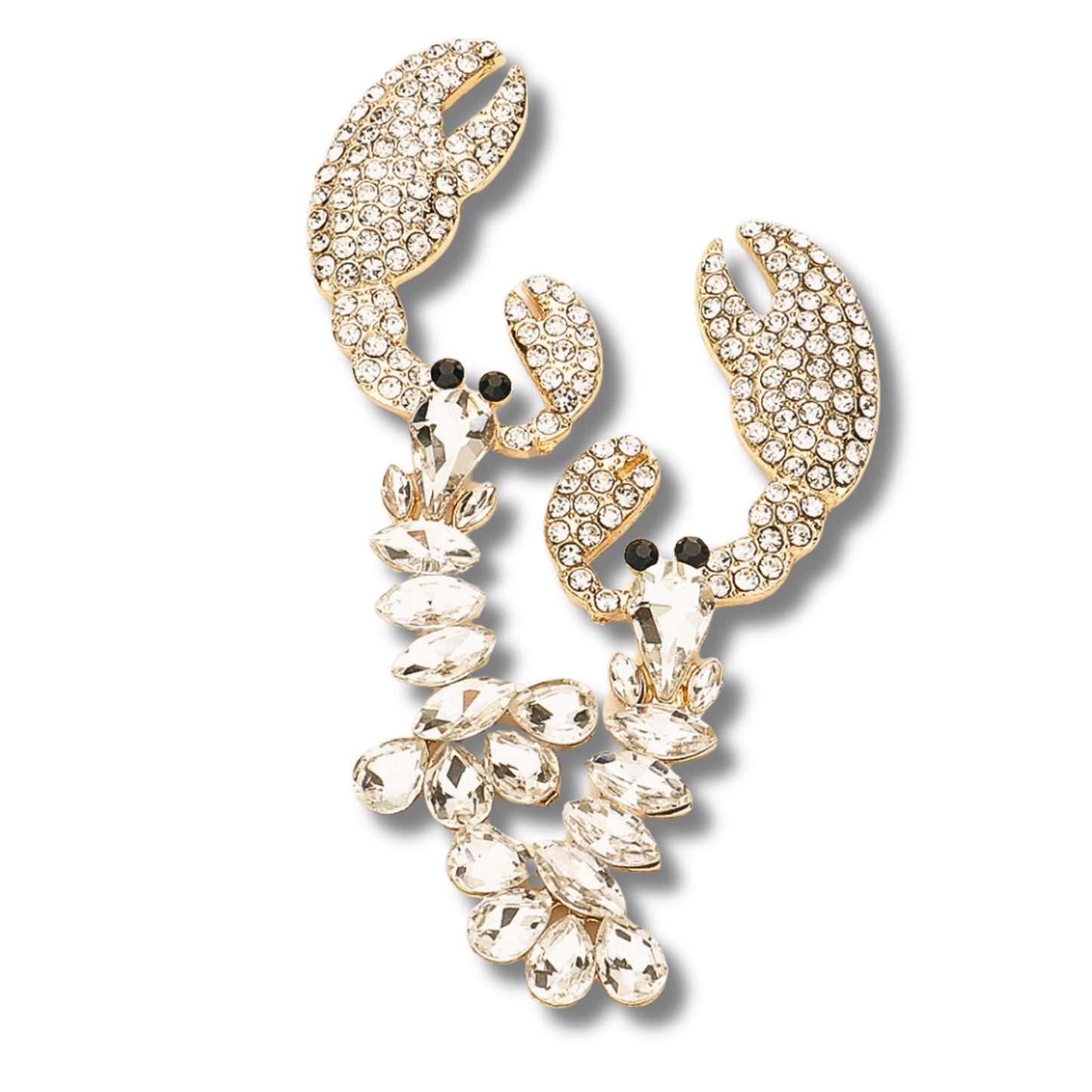 Jewel Crystal Bling Lobster Evening Glam Earrings