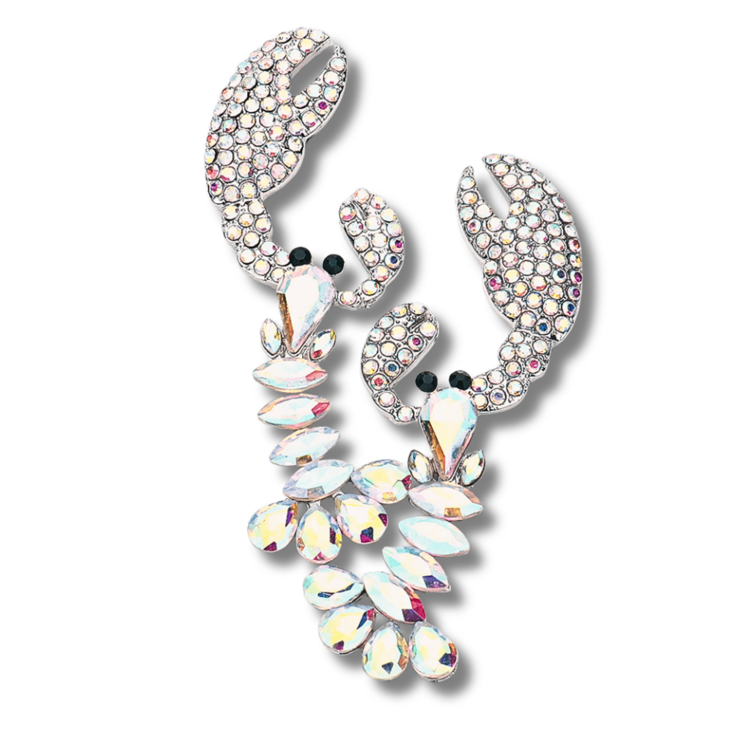 Jewel Crystal Bling Lobster Evening Glam Earrings