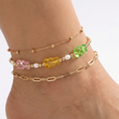 Gummy Bear Set of 3 Link Chain Gold Anklets