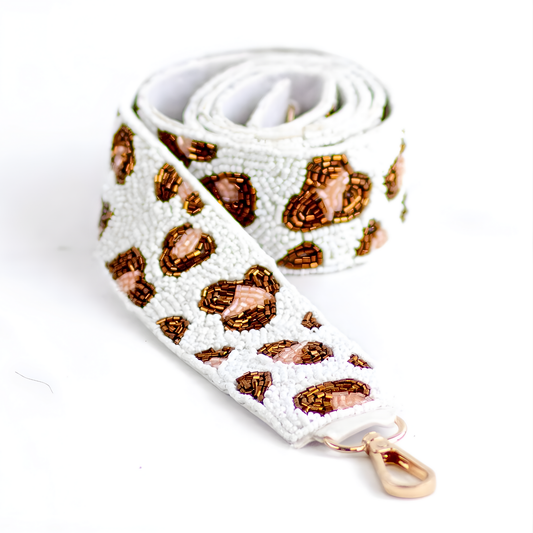 Pink Leopard Beaded Crossbody Bag Strap