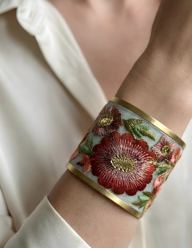 Delilah Cottage Garden Embroidered Cuff Bracelet