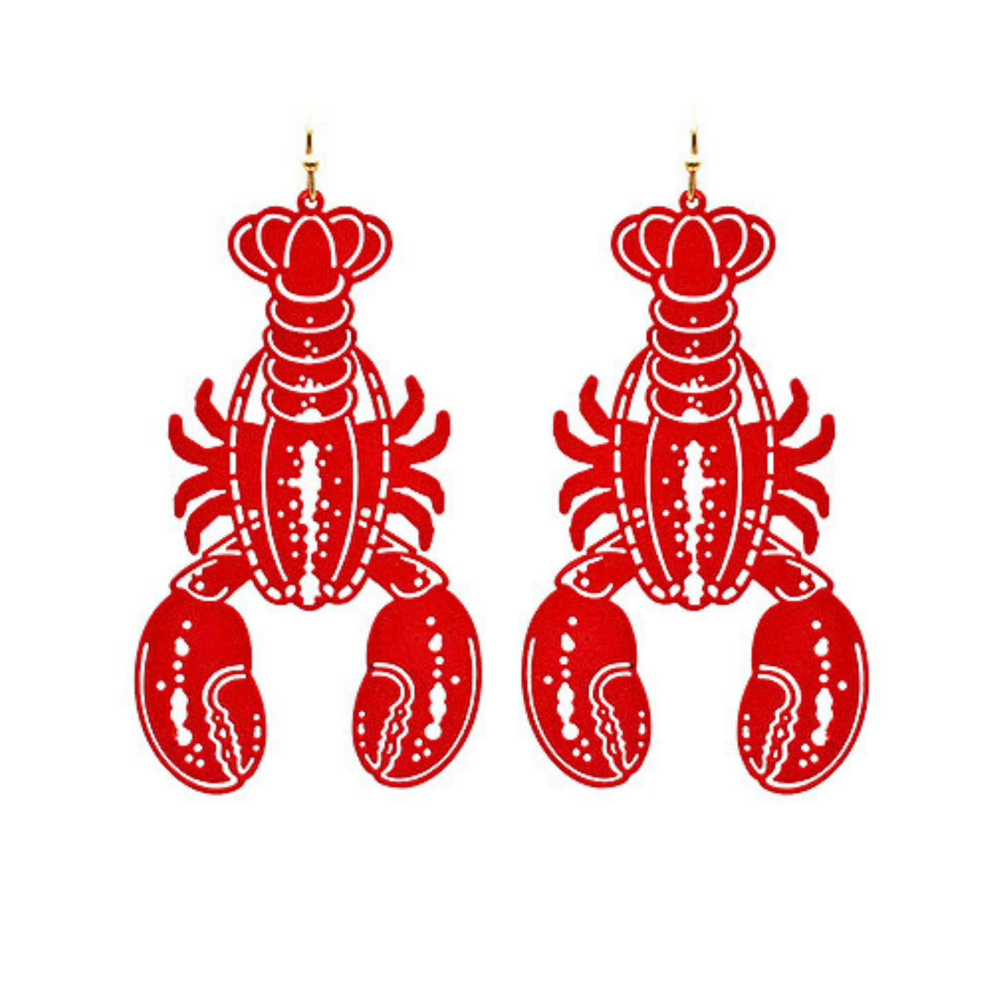 Laser Etched Red Lobster Statement Earrings