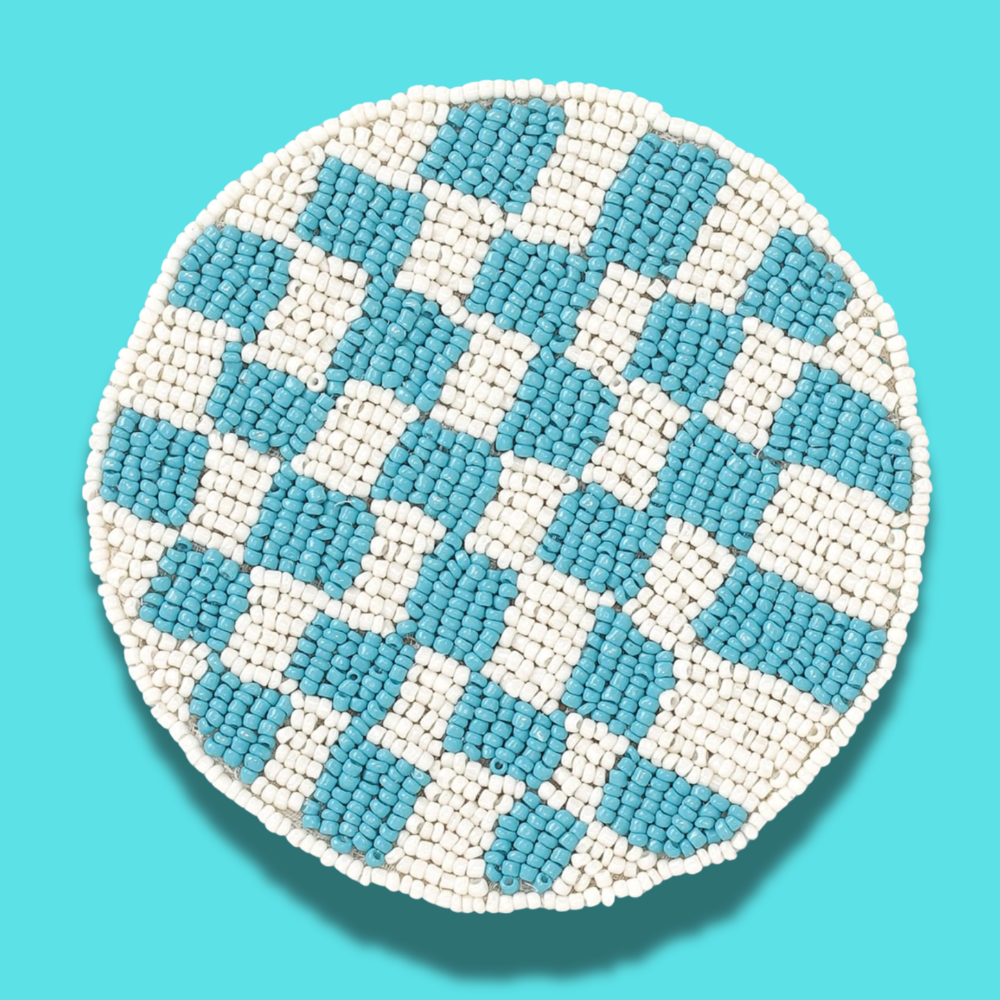 Checkered Beaded Set of 4 Coasters