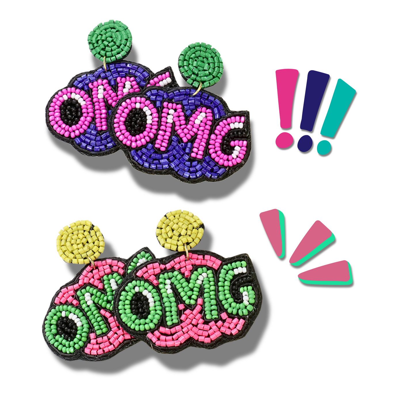 Retro Comics Style OMG POP Exclamation Beaded Earrings