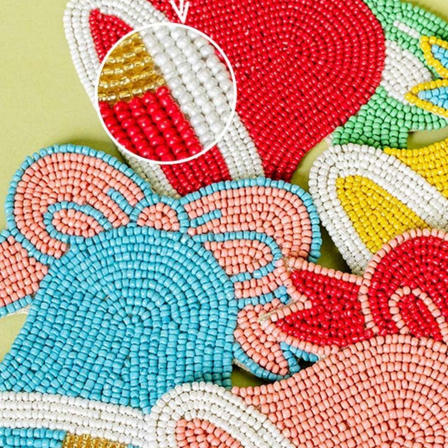 Holiday Bells Beaded Set of 4 Coasters