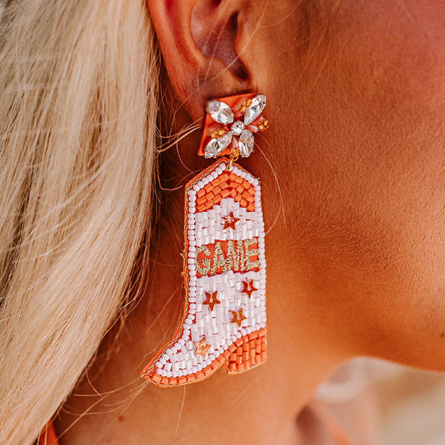 Tennessee Vols Football GAME DAY Western Boots Beaded Earrings