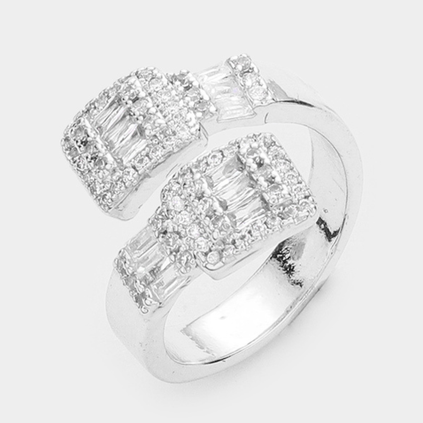 Baguette CZ Crystal Bars Band Ring
