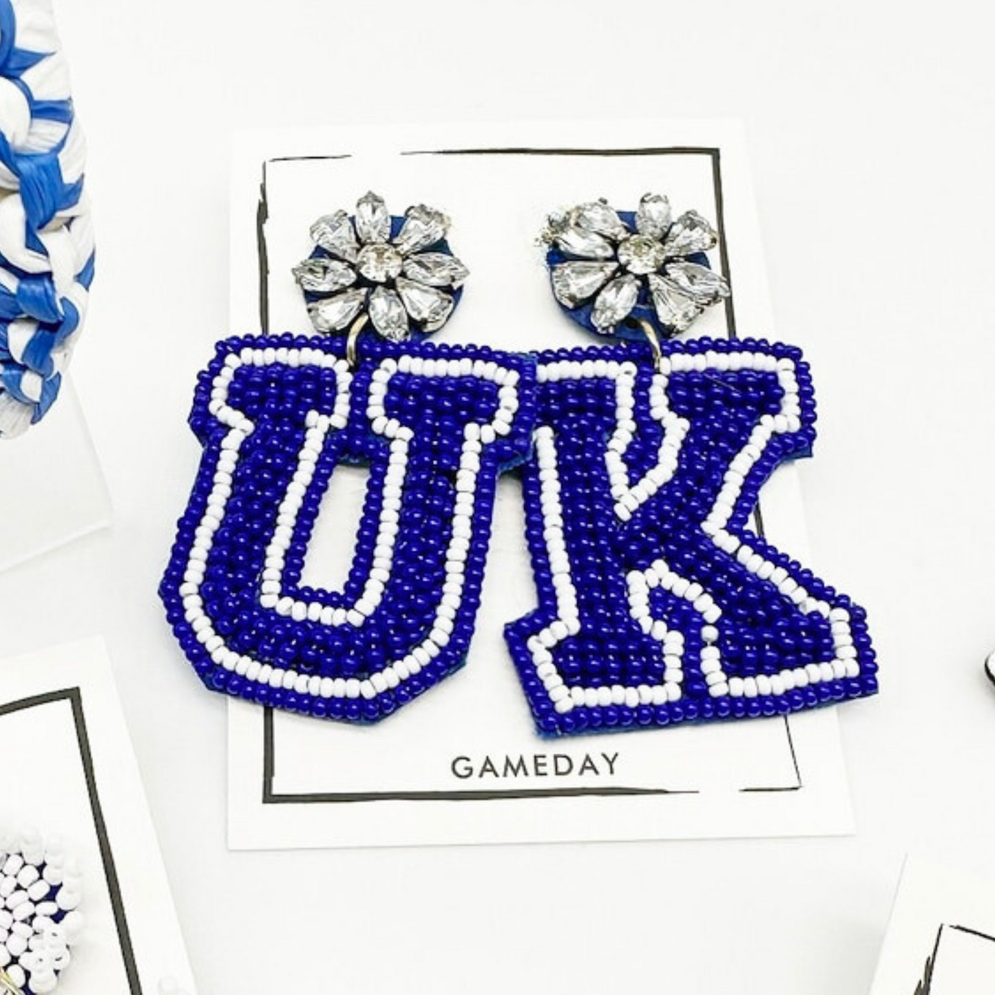 Kentucky Wildcats Letters UK Football Team Beaded Earrings