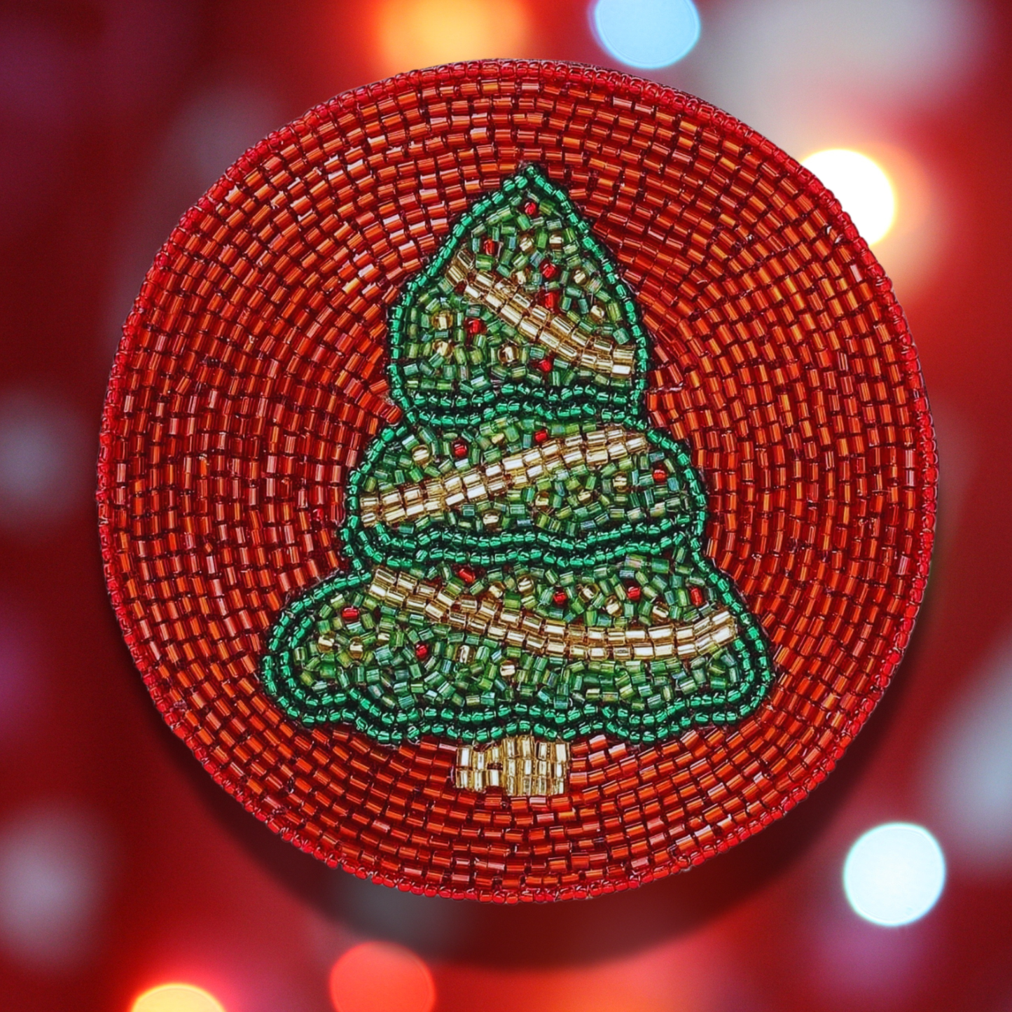 Christmas Beaded Set of 4 Coasters