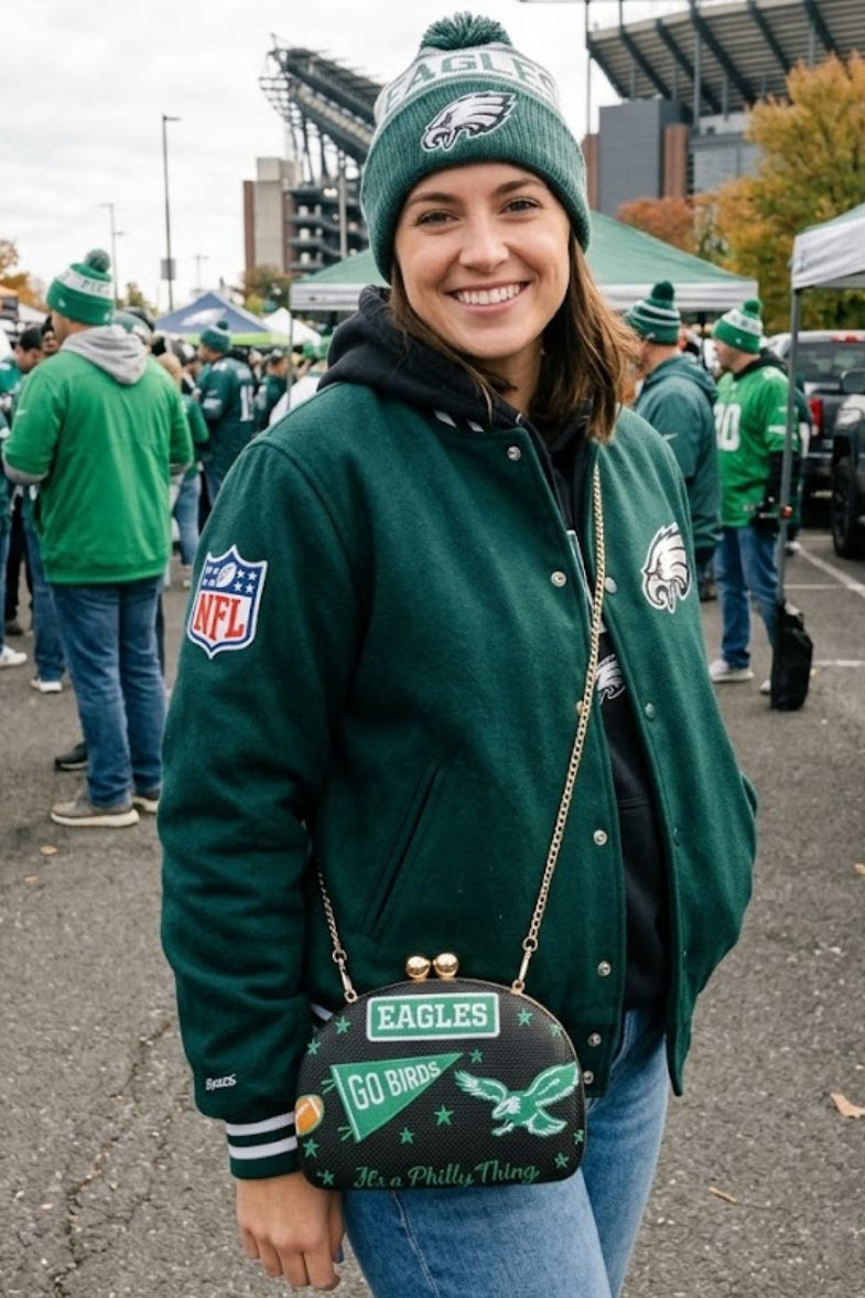 GO BIRDS Philadelphia Eagles Football Embroidered Handbag