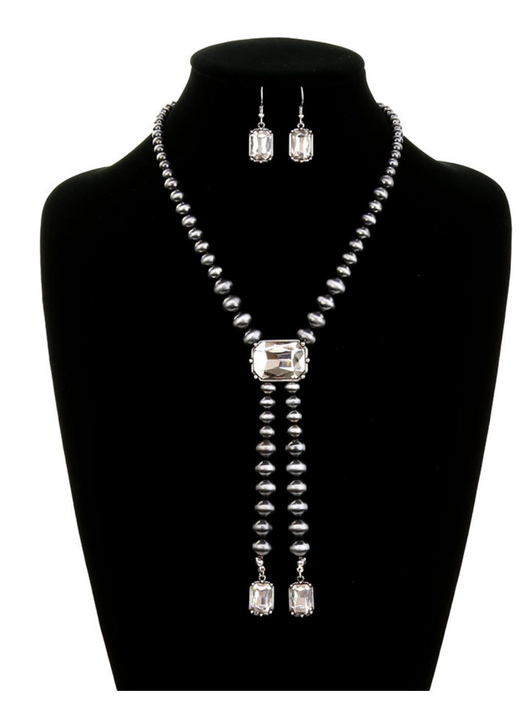 Navajo Beaded Crystal Necklace Earrings Set