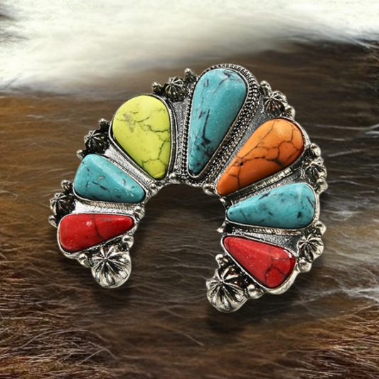 Colorful Stone Squash Blossom Ring