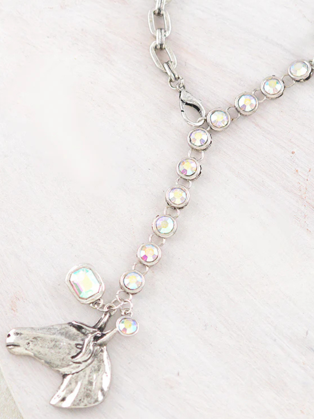 Hold Your Horses Rhinestone Lariat Necklace