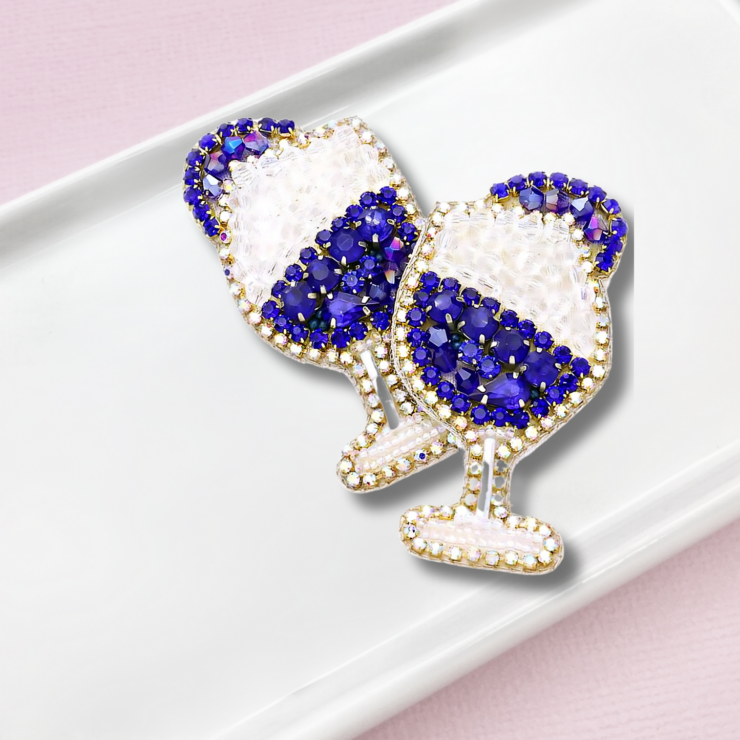 Cocktails for Christmas Beaded Rhinestone Holiday Earrings
