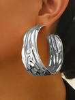 Swirl Design Bold Gold Statement Hoop Earrings