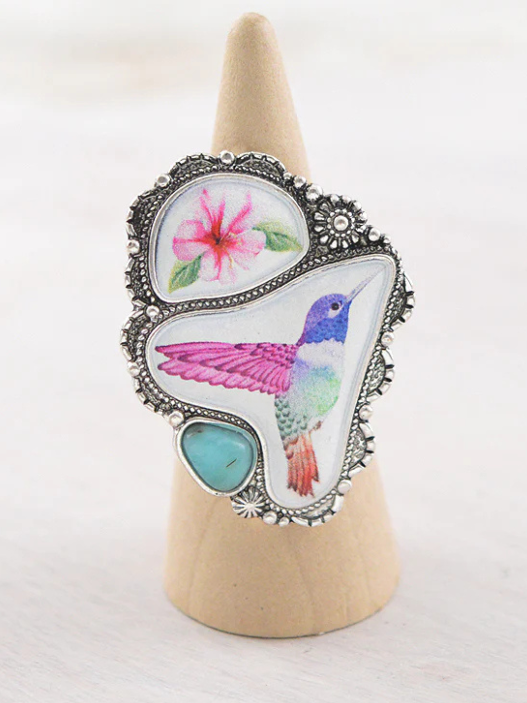 Wing It Hummingbird Turquoise Statement Ring
