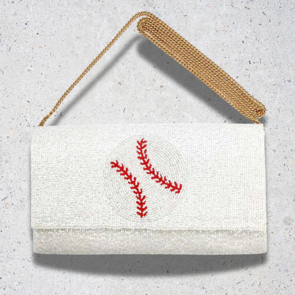 Seed Beaded Baseball Crossbody Clutch