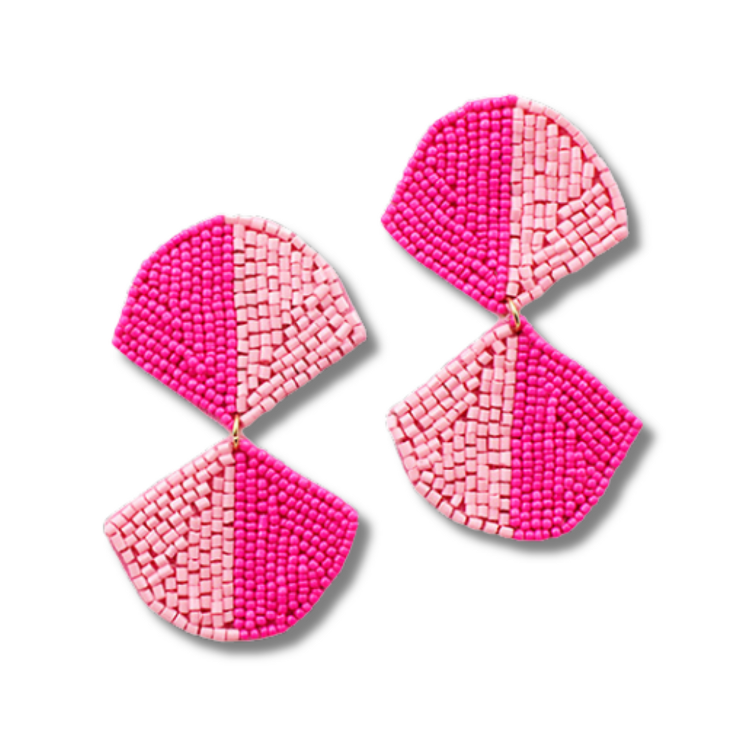 Two-Tone Pink Beaded Statement Earrings