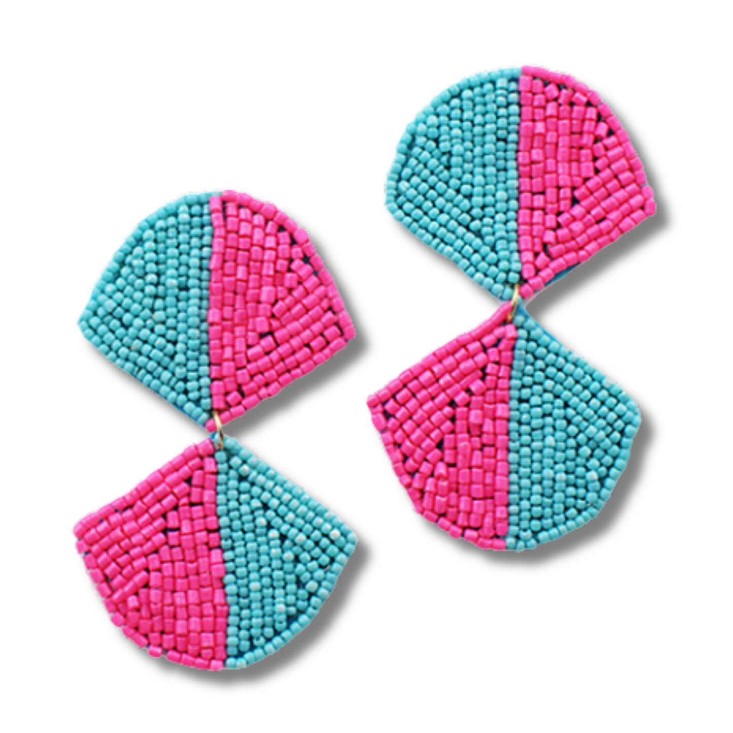 Two-Tone Pink Beaded Statement Earrings
