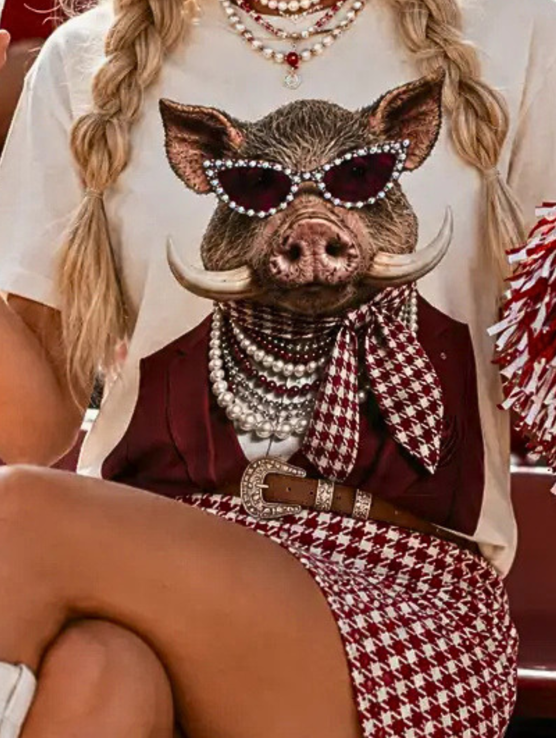 Football Arkansas Razorbacks Crystal Accent Pig Gameday T-Shirt