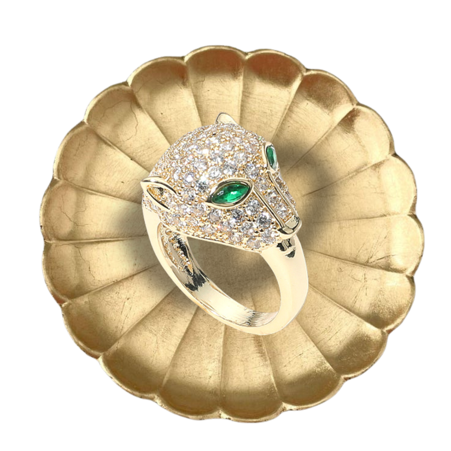 Emerald Eyed Leopard Gemstone Ring