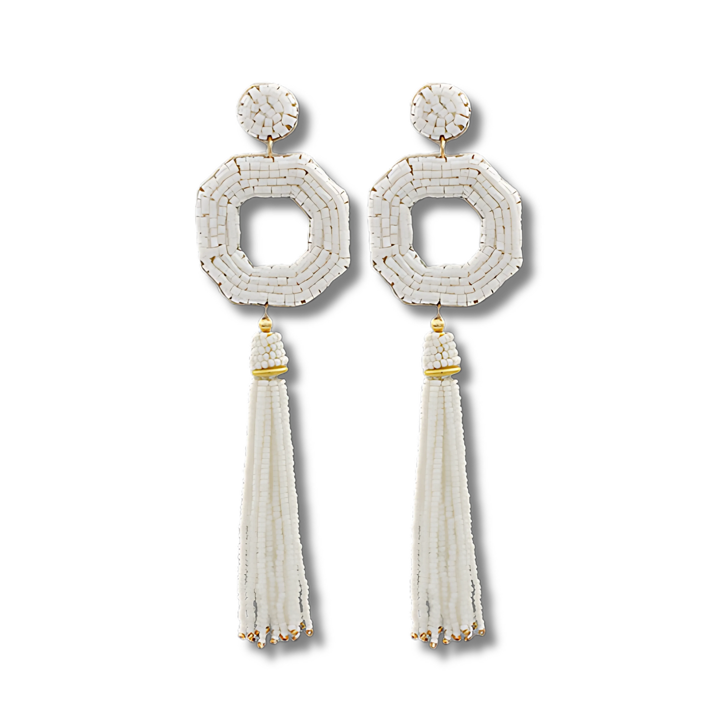 Deepa Gurnani Isha Seed Beaded Boho Tassel Earrings
