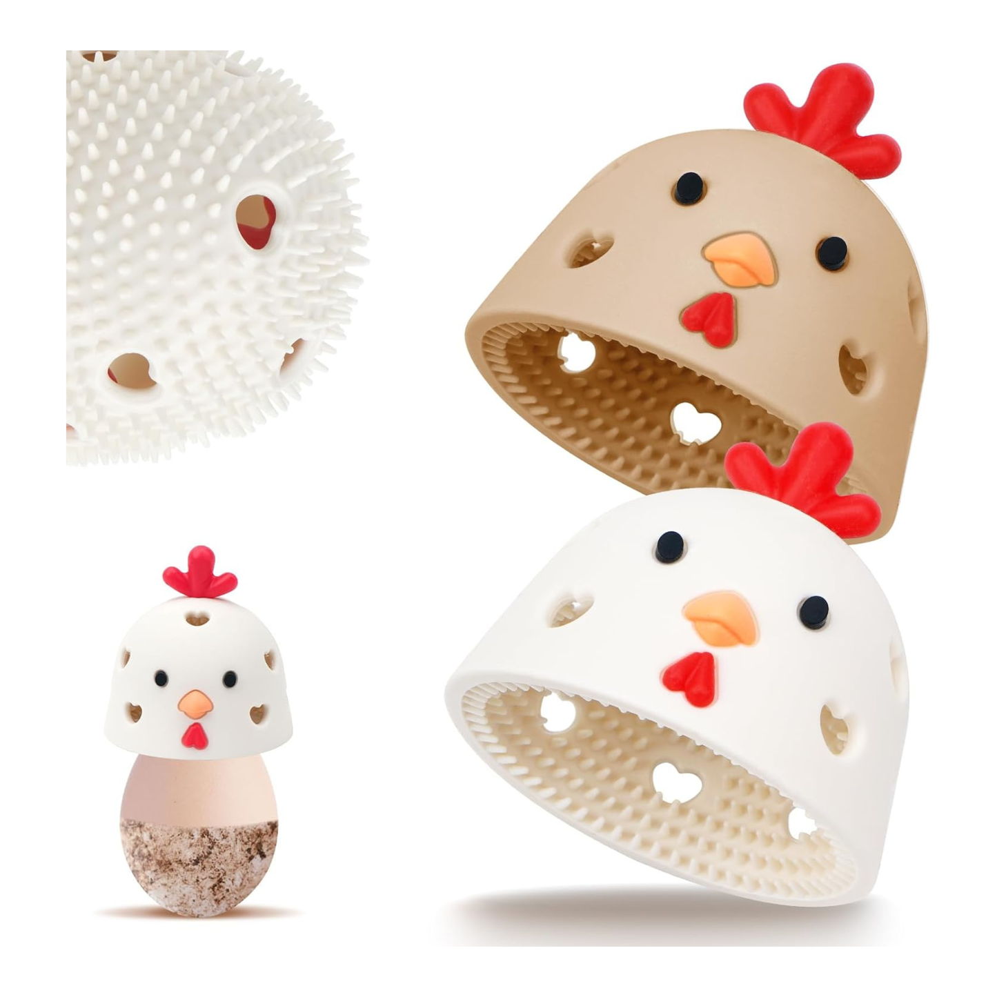 Silicone Chicken Egg Cleaner Brush - Set of 2